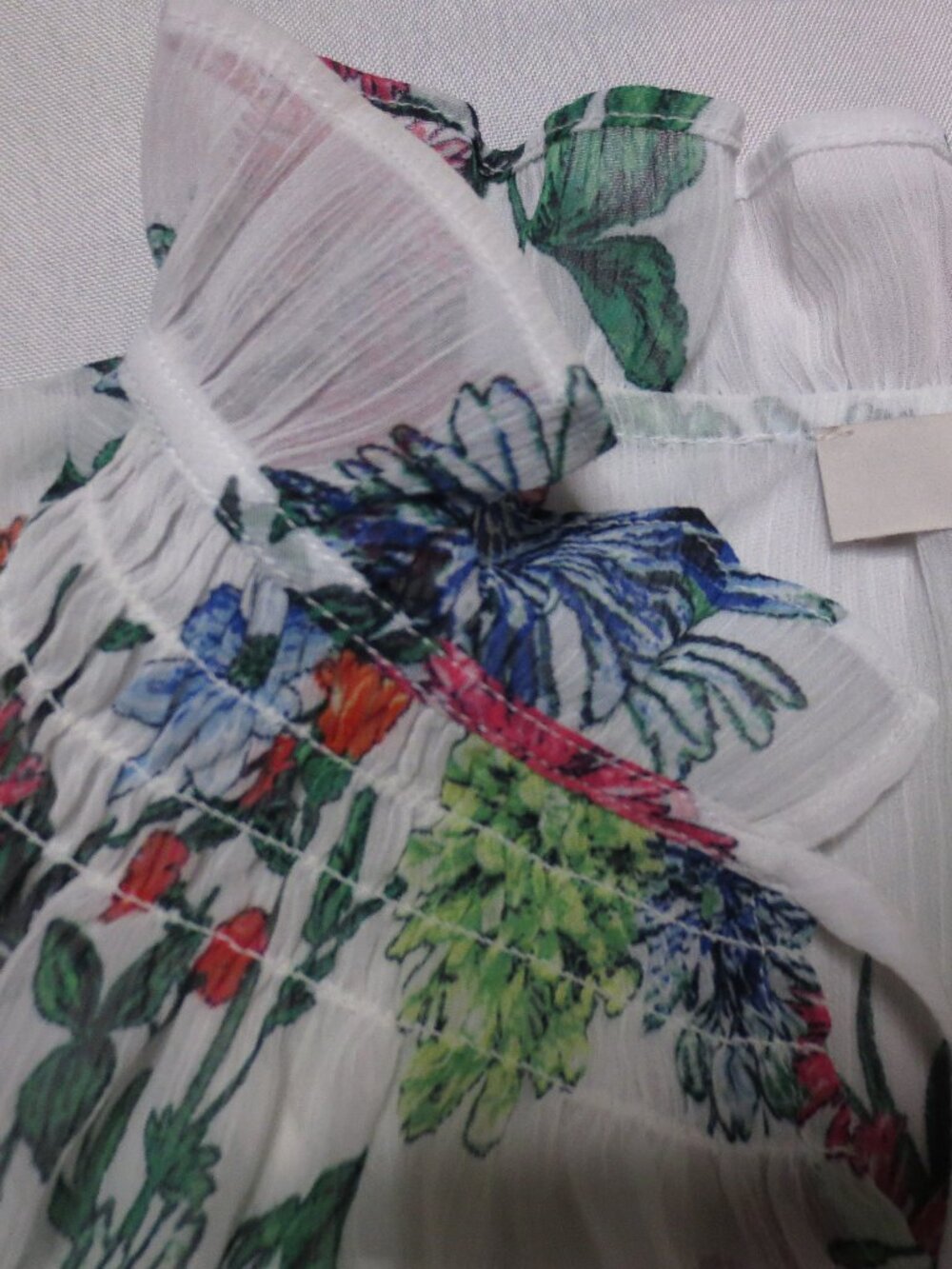 LOFT womens BLOUSE floral SHEER cami WHITE top RUFFLE boho SIZE XL - Picture 7 of 10